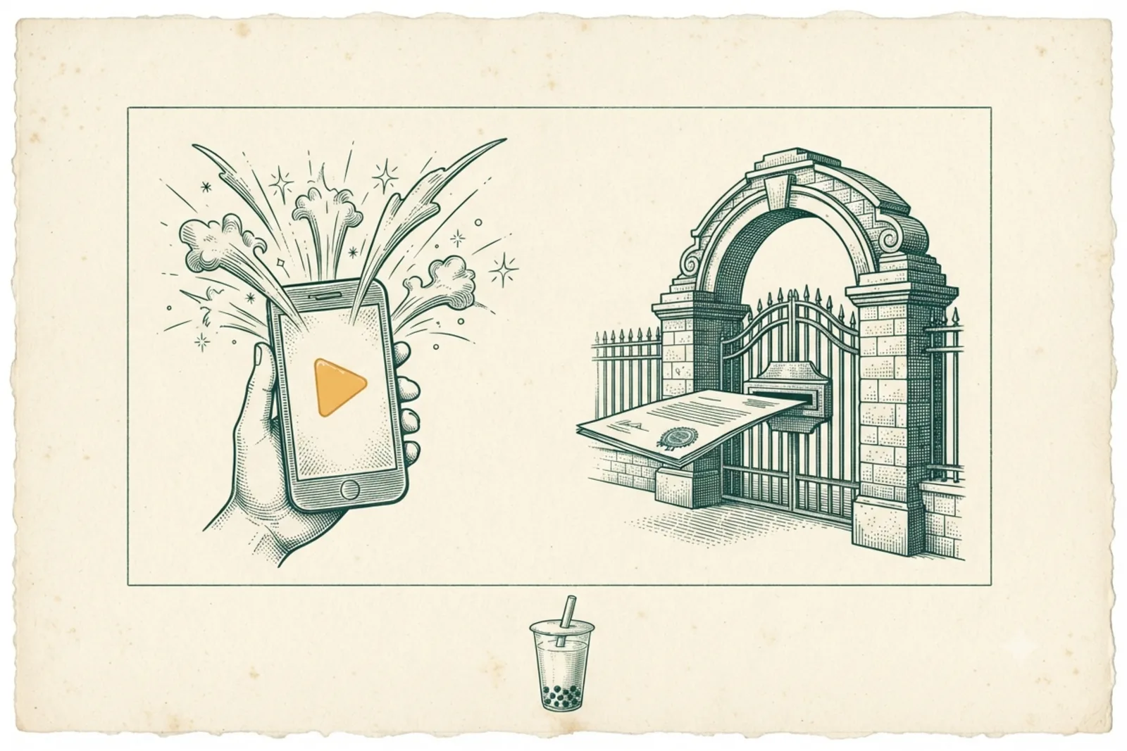 Copperplate engraving: a viral phone video stopped at a compliance gate
